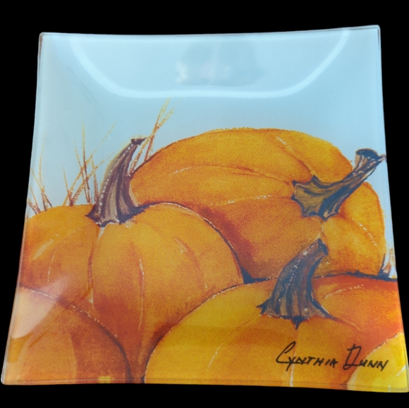 Cynthia Dunn glass pumpkin plate - Picture 1 of 3